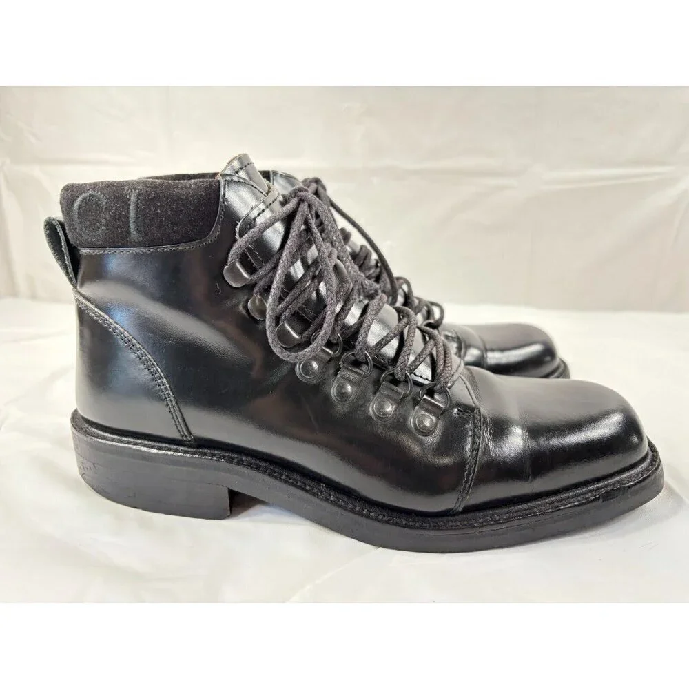 Gucci Black Leather Combat Lace Up Ankle Boots Women's Size 6 - Picture 2 of 16